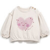 Smiling Heart Long Sleeve T-Shirt, Cream - T-Shirts - 1 - thumbnail