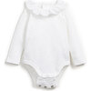 Ruffled Collar Onesie, White - Onesies - 2