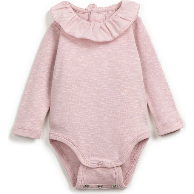 Ruffled Collar Onesie, Pink - Onesies - 2