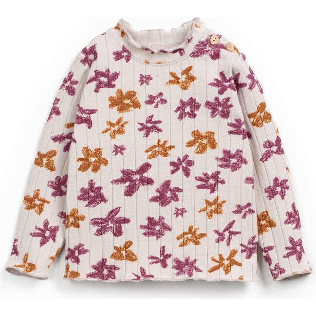 Ribbed Floral Print Long Sleeve, Florals