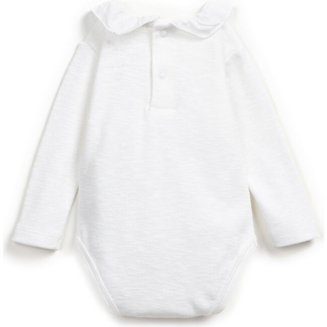 Ruffled Collar Onesie, White - Onesies - 4
