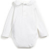 Ruffled Collar Onesie, White - Onesies - 4