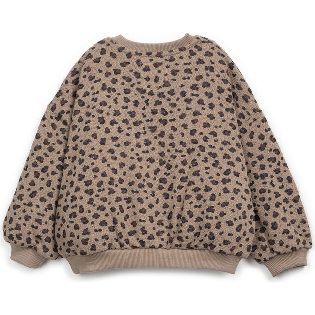 Leopard Jersey Sweatshirt, Tan - Sweaters - 2