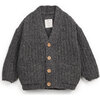 Knitted Cardigan, Charcoal - Cardigans - 1 - thumbnail
