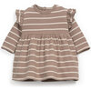Jersey Dress, Mocha Stripes - Dresses - 1 - thumbnail