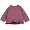 Ruffle Pelum Hem Long Sleeve, Burgundy - T-Shirts - 1 - thumbnail