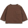 Heathered Long Sleeve Top, Brown - T-Shirts - 1 - thumbnail