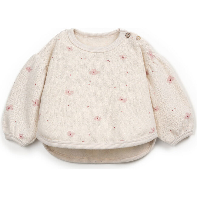 Jersey Curved Hem Sweater, Cream