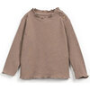 Ribbed Long Sleeve, Tan - T-Shirts - 1 - thumbnail