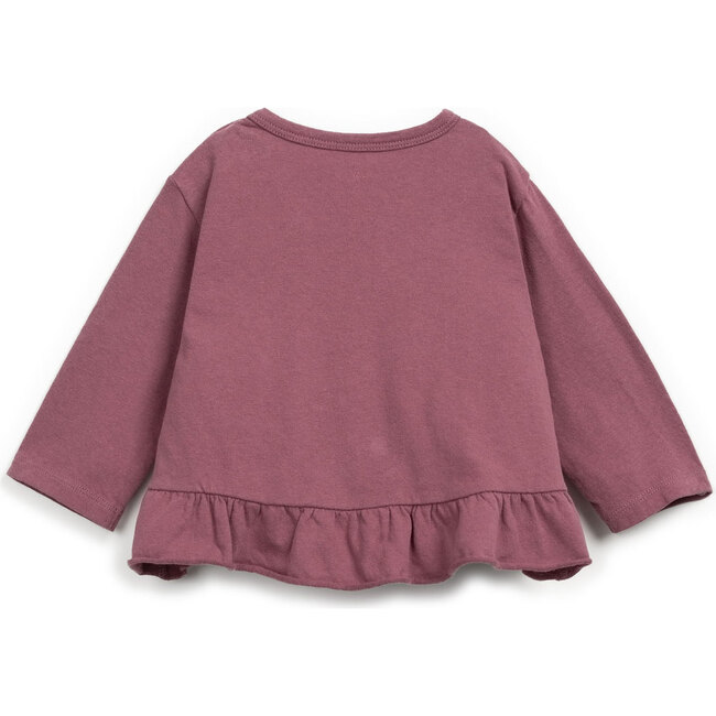 Ruffle Pelum Hem Long Sleeve, Burgundy - T-Shirts - 3