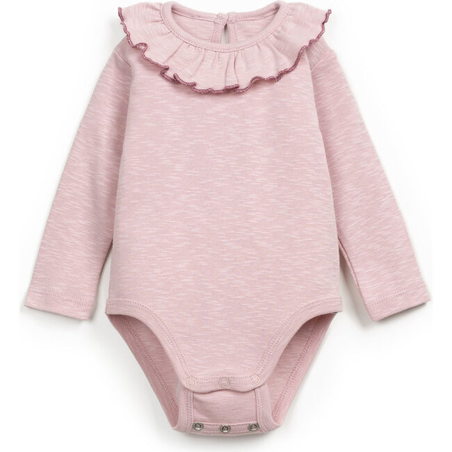 Ruffle Collar Onesie, Pink - Onesies - 2