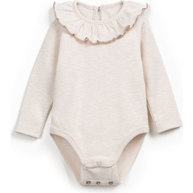Ruffle Collar Onesie, Cream