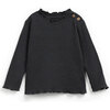 Ribbed Long Sleeve, Grey - T-Shirts - 1 - thumbnail