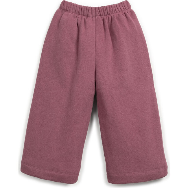 Fleece Wide Leg Pant, Burgundy - Pants - 2
