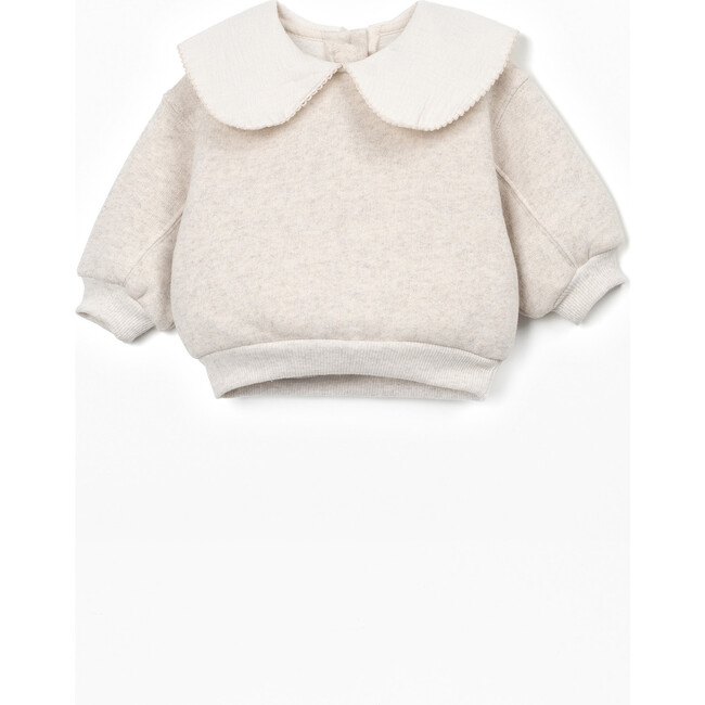 Collared Fleece Sweatshirt, Cream