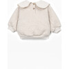 Collared Fleece Sweatshirt, Cream - Sweaters - 2