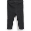 Baby Ribbed Leggings, Charcoal - Leggings - 1 - thumbnail