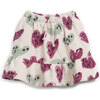 Abstract Heart Print Tiered Fleece Skirt, Cream - Skirts - 1 - thumbnail
