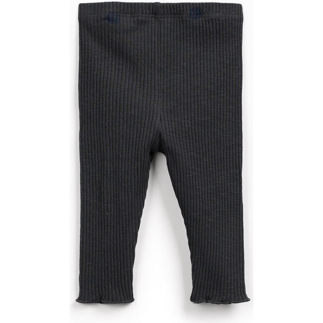 Baby Ribbed Leggings, Charcoal - Leggings - 2