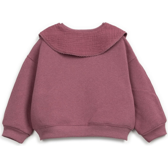 Collared Fleece Sweatshirt, Burgundy - Sweatshirts - 4
