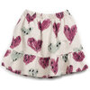 Abstract Heart Print Tiered Fleece Skirt, Cream - Skirts - 2