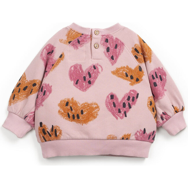 Abstract Heart Print Sweatshirt, Pink - Sweaters - 2