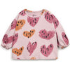 Abstract Heart Print Long Sleeve T-Shirt, Pink - T-Shirts - 1 - thumbnail