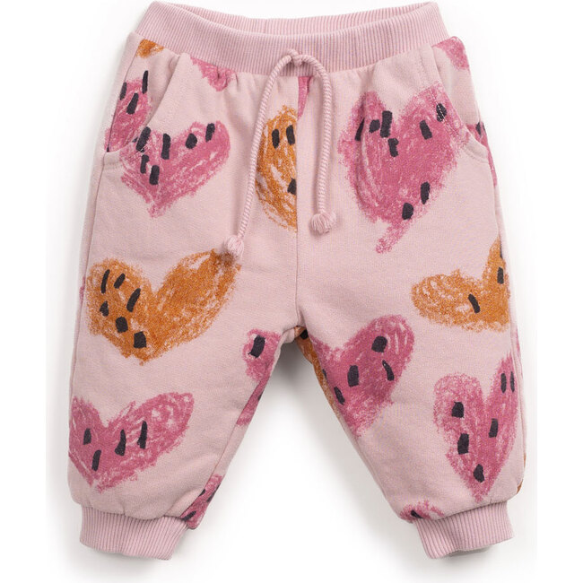 Abstract Heart Print Sweatpant, Pink