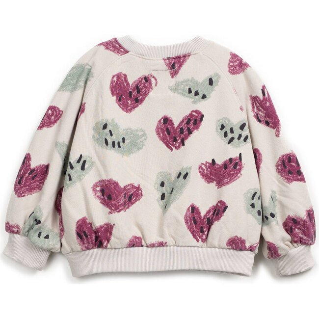 Abstract Heart Print Sweatshirt, Cream - Sweatshirts - 2