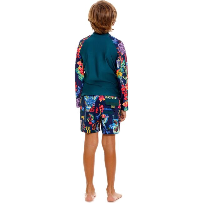 Noah Kids' Rashguard, Green/Pink - Two Pieces - 3