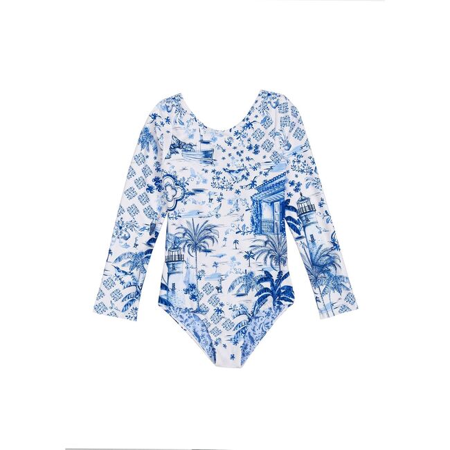 Honey Kids' One Piece Swimsuit, Blue/White - One Pieces - 2