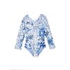 Honey Kids' One Piece Swimsuit, Blue/White - One Pieces - 2