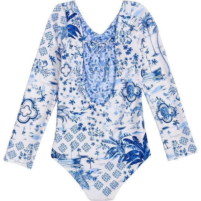 Honey Kids' One Piece Swimsuit, Blue/White - One Pieces - 4