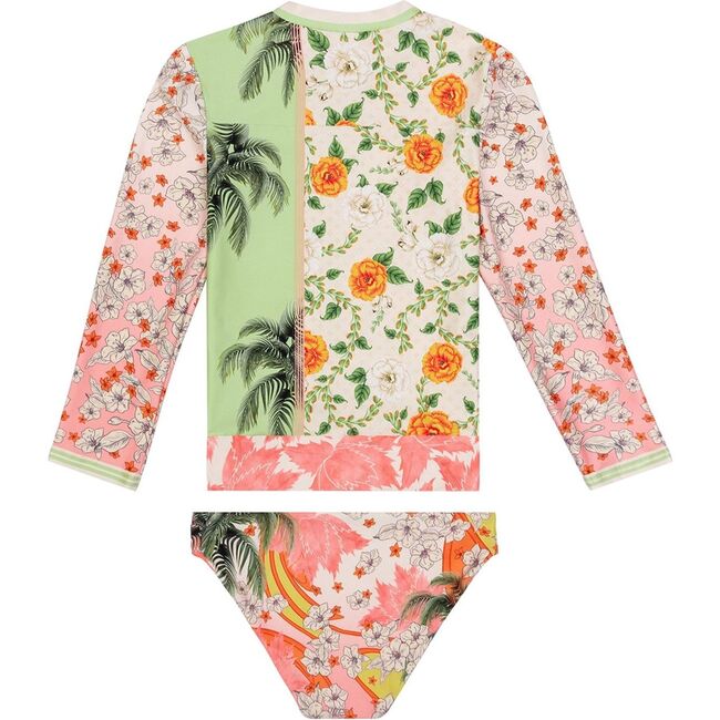 Lackie Kids' Rashguard Set, Green/White/Pink - Two Pieces - 4
