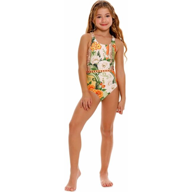 Nate Kids' One Piece Swimsuit, Green/Yellow/White - One Pieces - 5