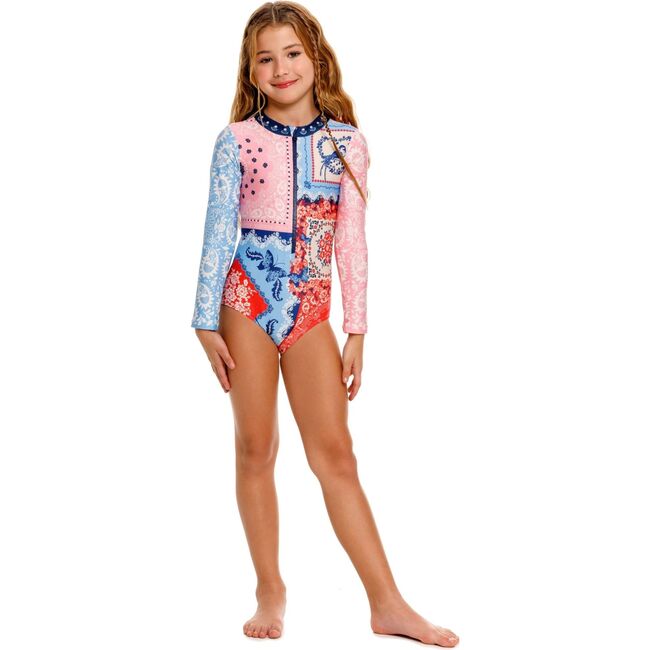 Alaya Kids' One Piece Swimsuit, Pink/Blue