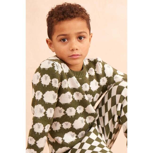 Flock of Sheep Sweater, Avocado - Sweaters - 2