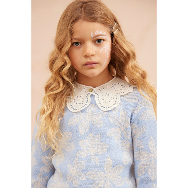 Chestnut Leaves Sweater, Sky - Sweaters - 3