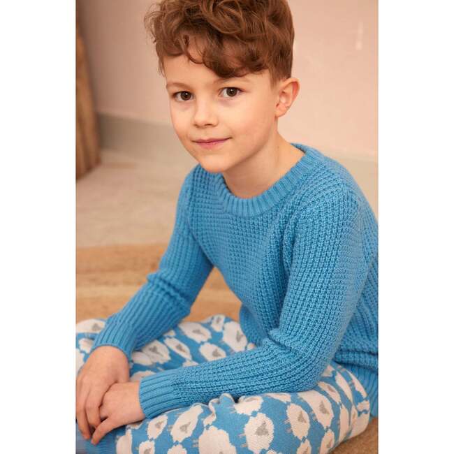 Waffle Knit Sweater, Iceland Blue - Sweaters - 3