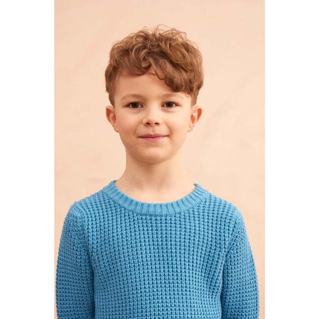 Waffle Knit Sweater, Iceland Blue - Sweaters - 5