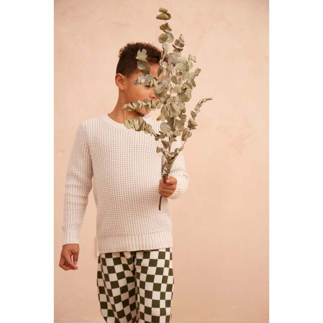 Waffle Knit Sweater, Chalk - Sweaters - 3
