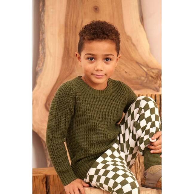 Waffle Knit Sweater, Avocado - Sweaters - 3