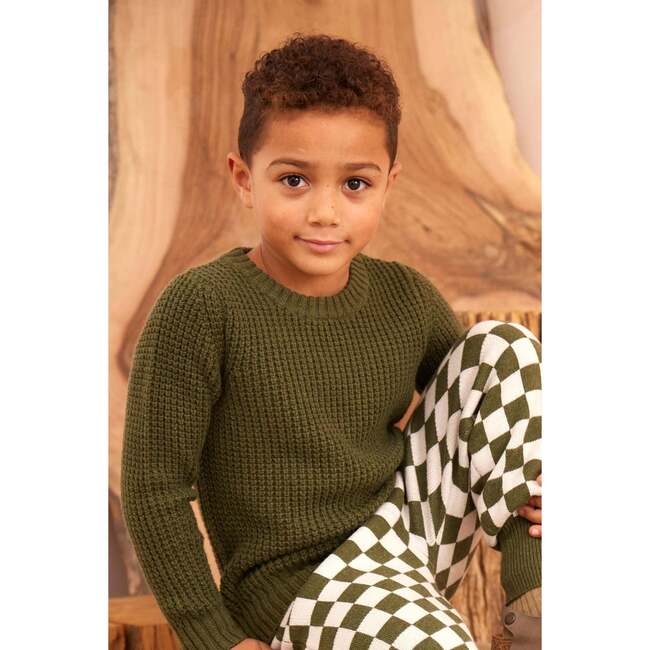 Waffle Knit Sweater, Avocado - Sweaters - 4