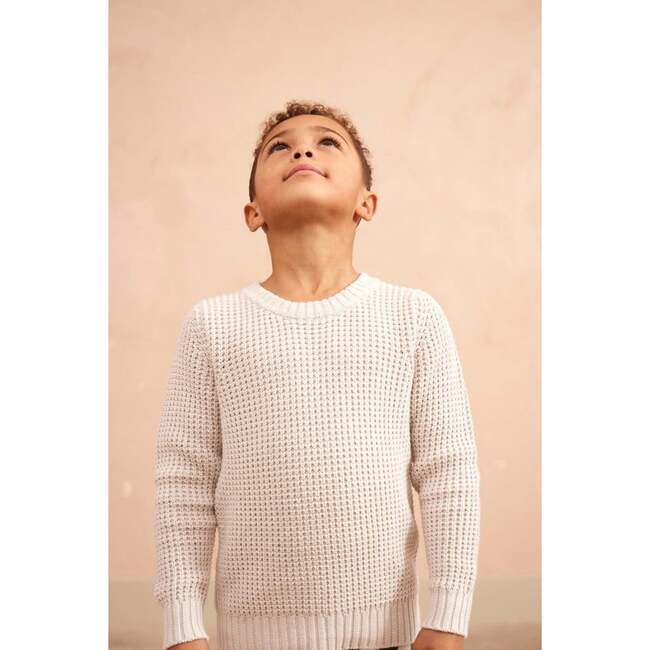 Waffle Knit Sweater, Chalk - Sweaters - 4