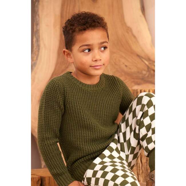 Waffle Knit Sweater, Avocado - Sweaters - 5