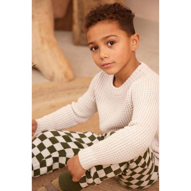 Waffle Knit Sweater, Chalk - Sweaters - 5