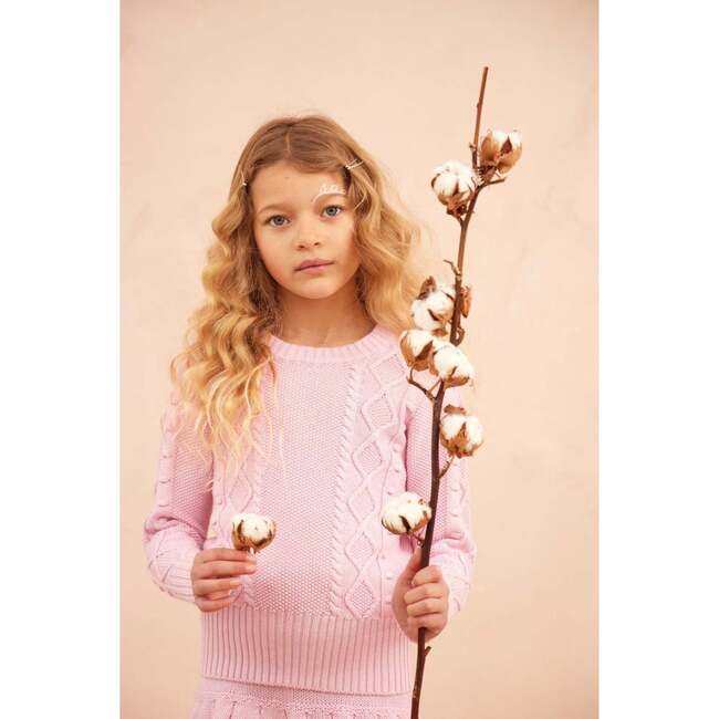 Cable Popcorn Jumper, Bubble Gum - Sweaters - 2