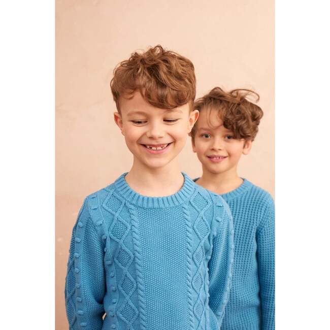 Cable Popcorn Sweater, Iceland Blue - Sweaters - 2