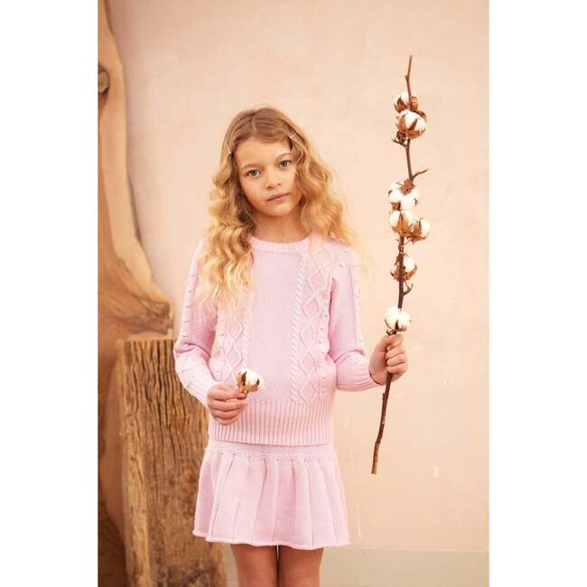 Cable Popcorn Jumper, Bubble Gum - Sweaters - 4