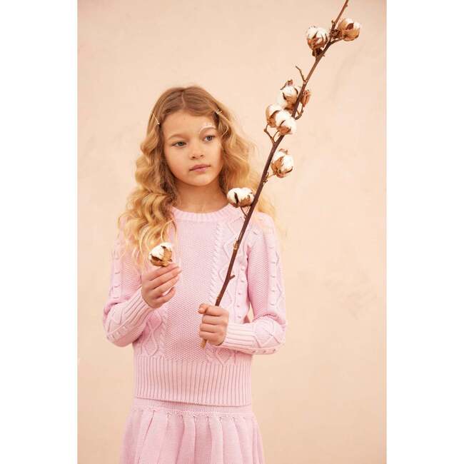 Cable Popcorn Jumper, Bubble Gum - Sweaters - 6